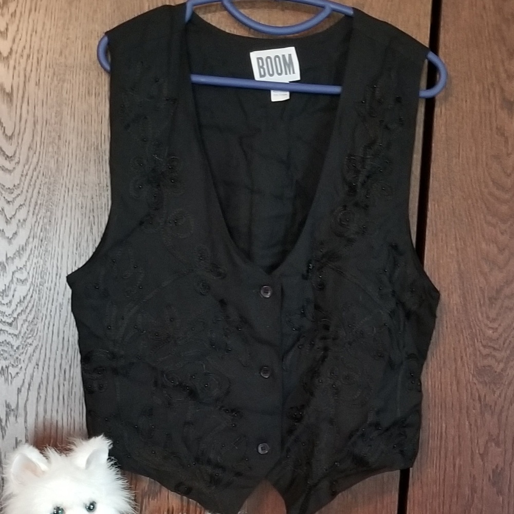 Boom black beaded dress vest